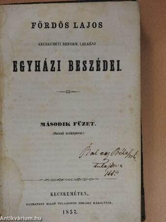 Fördős Lajos egyházi beszédei II-III. (rossz állapotú)