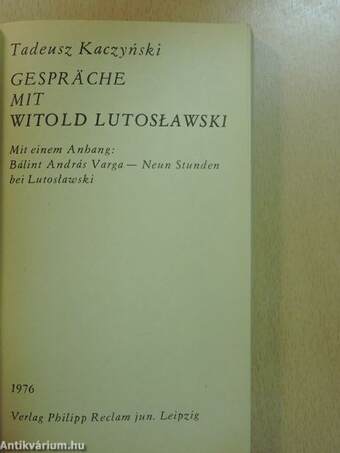 Gespräche mit Witold Lutoslawski