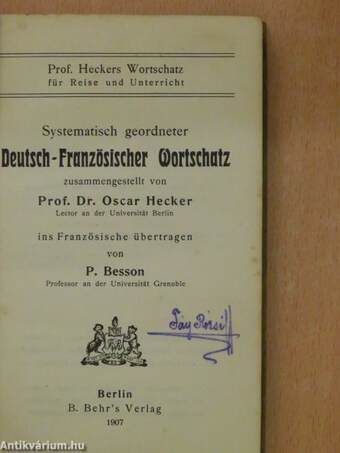 Systematisch geordneter Deutsch-Französischer Wortschatz