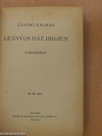 Leányos ház 1931-ben