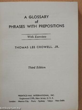 A glossary of phrases with prepositions