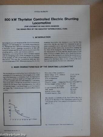 800 kW Thyristor Controlled Electric Shunting Locomotive