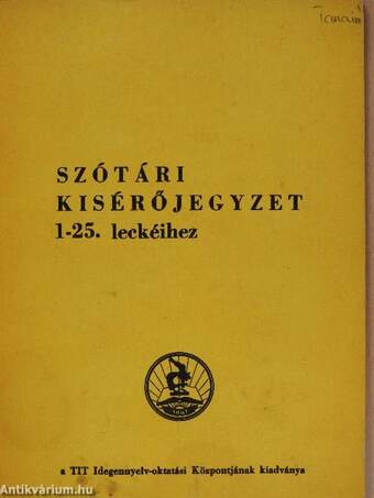 Szótári kisérőjegyzet