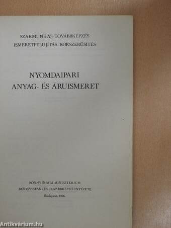 Nyomdaipari anyag- és áruismeret