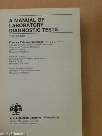 A Manual of Laboratory Diagnostic Tests