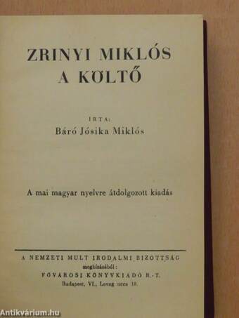 Zrinyi Miklós a költő