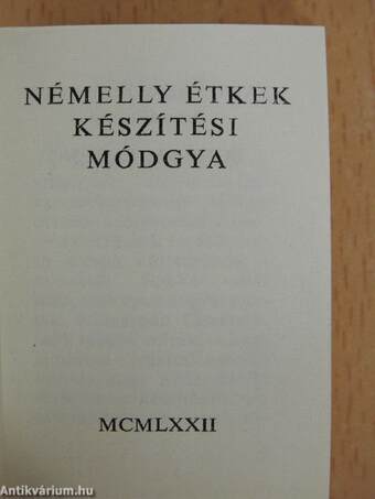 Némelly étkek készítési módgya (minikönyv) (számozott)