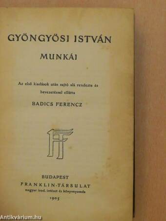 Gyöngyösi István munkái