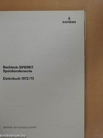 Rechteck-Siferrit Speicherelemente Datenbuch 1972/73