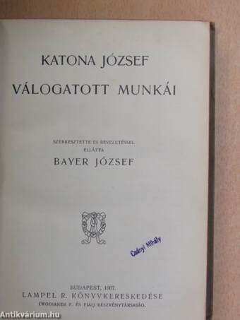 Katona József válogatott munkái