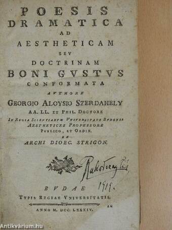 Poesis dramatica ad aestheticam seu Doctrinam boni gustus conformata/Ars poetica generalis ad aestheticam seu Doctrinam boni gustus conformata