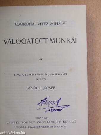 Csokonai Vitéz Mihály válogatott munkái