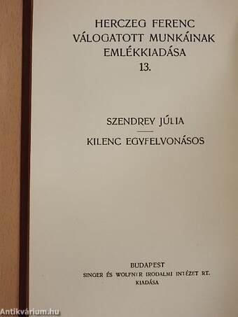 Szendrey Júlia/Kilenc egyfelvonásos