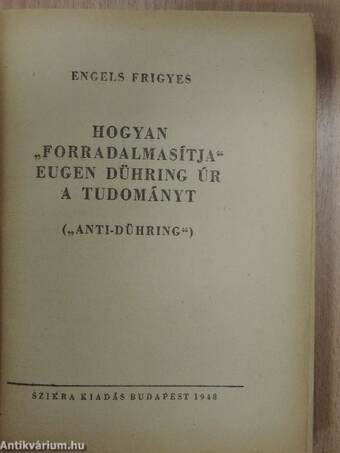 Hogyan "forradalmasítja" Eugen Dühring úr a tudományt