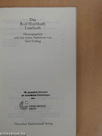 Das Rolf Hochhuth Lesebuch