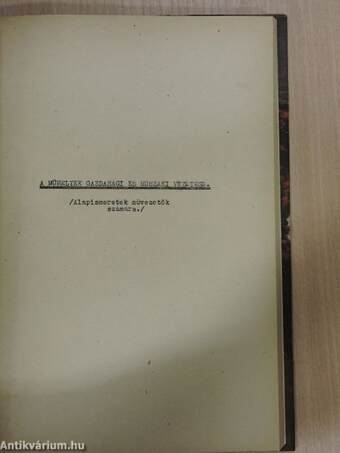 Matematika II./A műhelyek gazdasági és műszaki vezetése