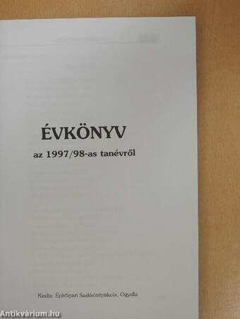 Építőipari Szakközépiskola évkönyv 1997/98