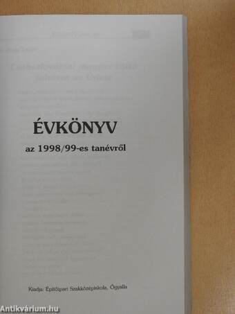 Építőipari Szakközépiskola évkönyv 1998/99