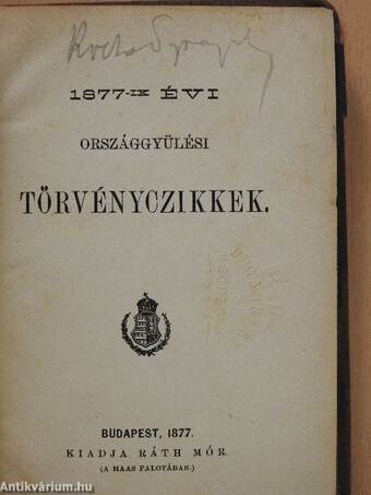 1877-ik évi országgyülési törvényczikkek