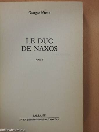 Le duc de naxos (dedikált példány)