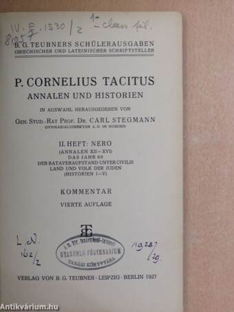 P. Cornelius Tacitus annalen und historien II.