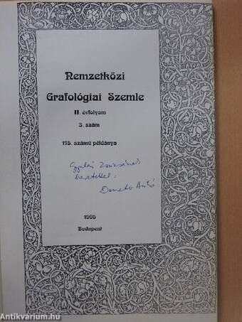 Nemzetközi Grafológiai Szemle 1995. december (dedikált példány)