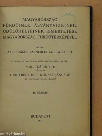 Magyarország fürdőinek, ásványvizeinek, üdülőhelyeinek ismertetése