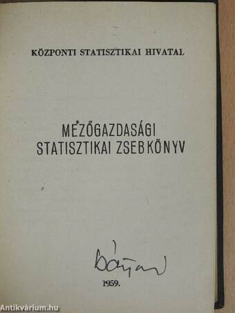 Mezőgazdasági Statisztikai Zsebkönyv 1959