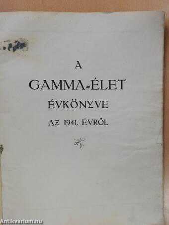 A Gamma-élet évkönyve az 1941. évről