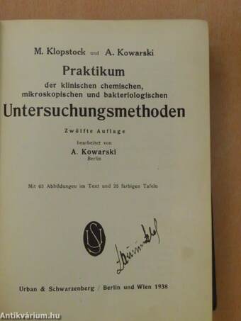 Praktikum der klinischen chemischen, mikroskopischen und bakteriologischen Untersuchungsmethoden