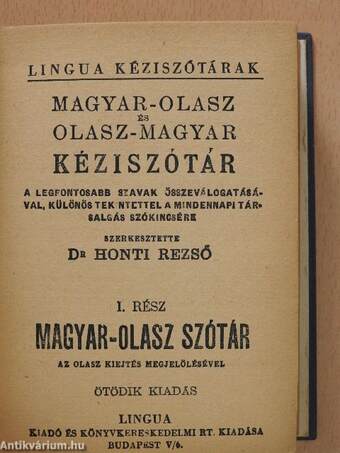 Magyar-olasz és olasz-magyar kéziszótár I-II.