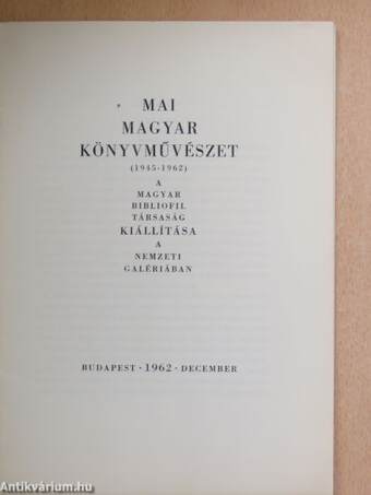 Mai magyar könyvművészet 1945-1962