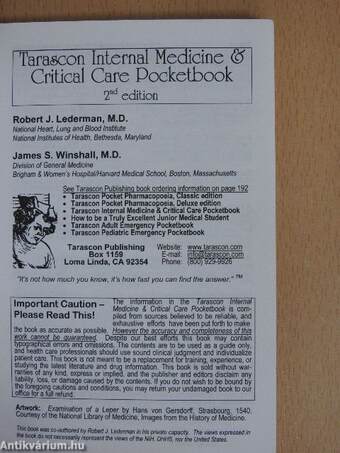 Tarascon Internal Medicine & Critical Care Pocketbook