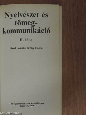 Nyelvészet és tömegkommunikáció II.