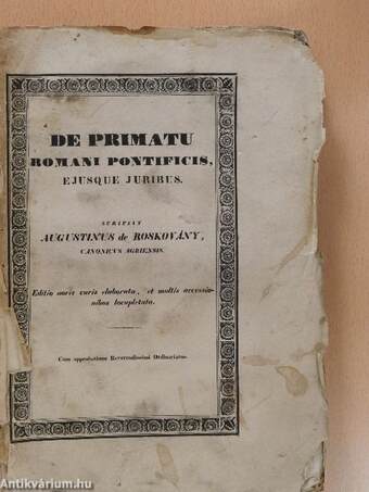 De primatu romani pontificis ejusque juribus (rossz állapotú)