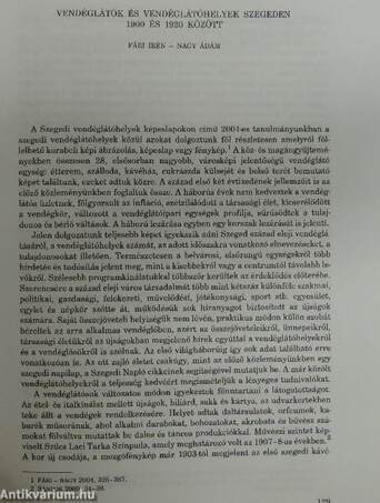 Vendéglátók és vendéglátóhelyek Szegeden 1900 és 1920 között