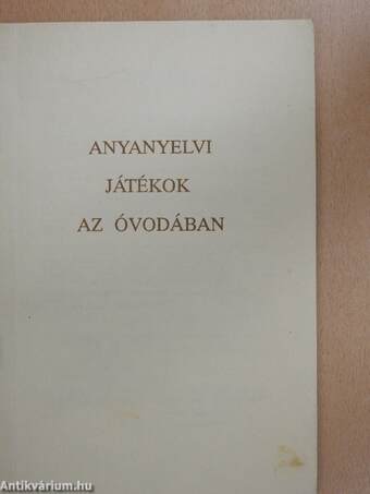 Anyanyelvi játékok az óvodában