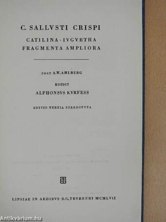 Catilina/Iugurtha/Fragmenta ampliora