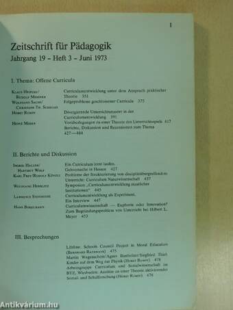 Zeitschrift für Pädagogik Juni 1973