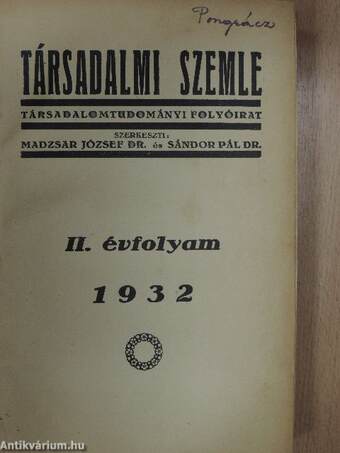 Társadalmi Szemle 1932. január-december