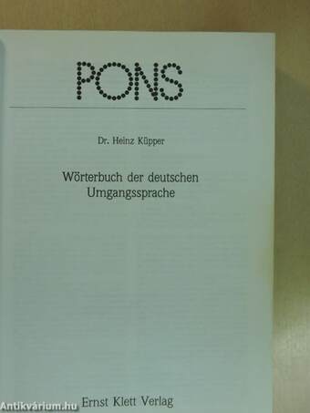 Pons Wörterbuch der deutschen Umgangssprache