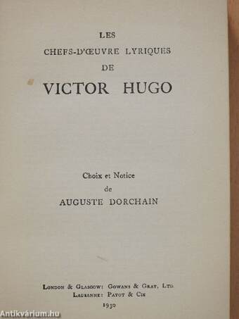 Les Chefs-D'Oeuvre Lyriques de Victor Hugo