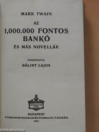 Az 1,000.000 fontos bankó és más novellák