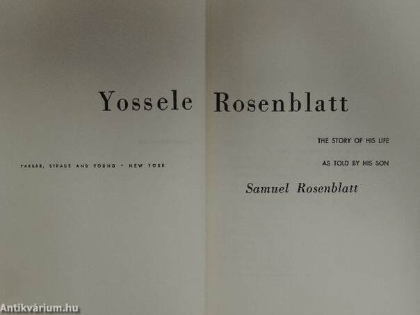 Yossele Rosenblatt (dedikált példány)