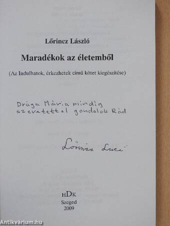 Maradékok az életemből (dedikált példány)