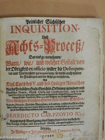 Peinlicher Sächsischer Inquisition und Achts-Process (gótbetűs)