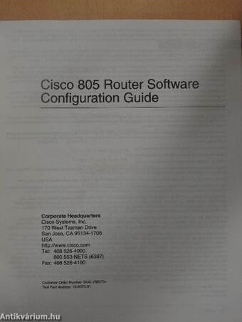 Cisco 805 Router Software Configuration Guide