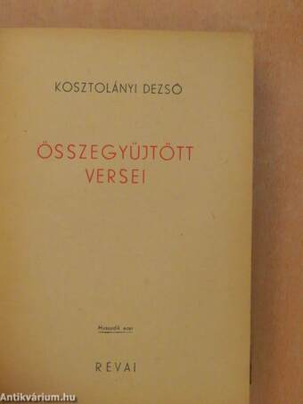 Kosztolányi Dezső összegyűjtött versei