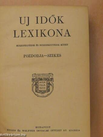 Uj idők lexikona 21-22. (töredék)