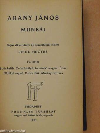 Arany János munkái IV.